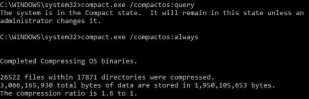 Compact status and result