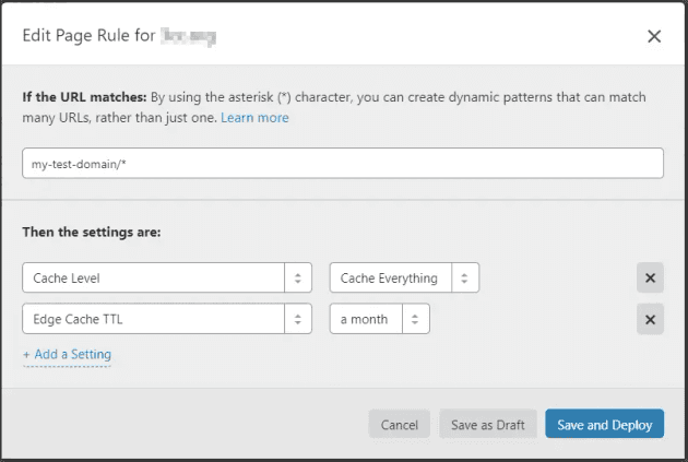 Cloudflare page rule