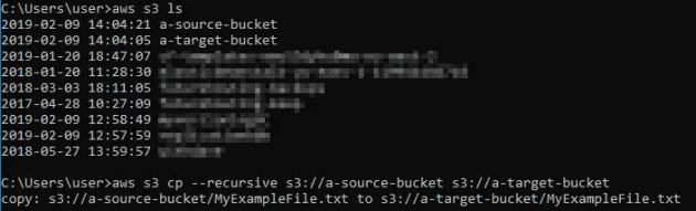 aws cli ls and copy